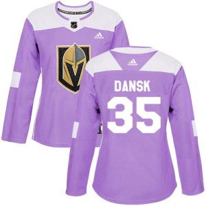 First - rate Adidas Golden Knights #35 Oscar Dansk Purple Authentic Fights Cancer Women's Stitched NHL Jersey