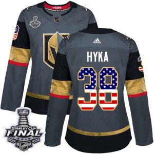 Superior Adidas Golden Knights #38 Tomas Hyka Grey Home Authentic USA Flag 2018 Stanley Cup Final Women's Stitched NHL Jersey