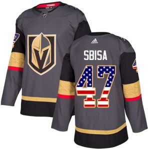 Outstanding Adidas Golden Knights #47 Luca Sbisa Grey Home Authentic USA Flag Stitched Youth NHL Jersey