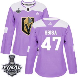 Splendid Adidas Golden Knights #47 Luca Sbisa Purple Authentic Fights Cancer 2018 Stanley Cup Final Women's Stitched NHL Jersey
