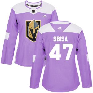 Premium Adidas Golden Knights #47 Luca Sbisa Purple Authentic Fights Cancer Women's Stitched NHL Jersey