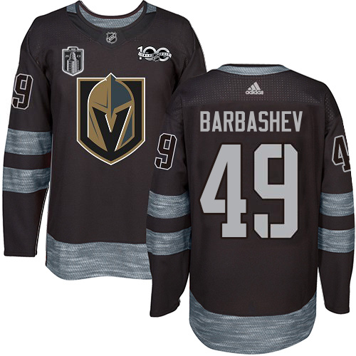 Exquisite Adidas Golden Knights #49 Ivan Barbashev Black Youth 2023 Stanley Cup Final Patch 100th Anniversary Stitched NHL Jersey