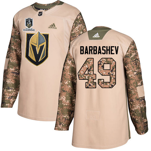 Outstanding Adidas Golden Knights #49 Ivan Barbashev Camo Authentic 2023 Stanley Cup Champions Veterans Day Stitched NHL Jersey