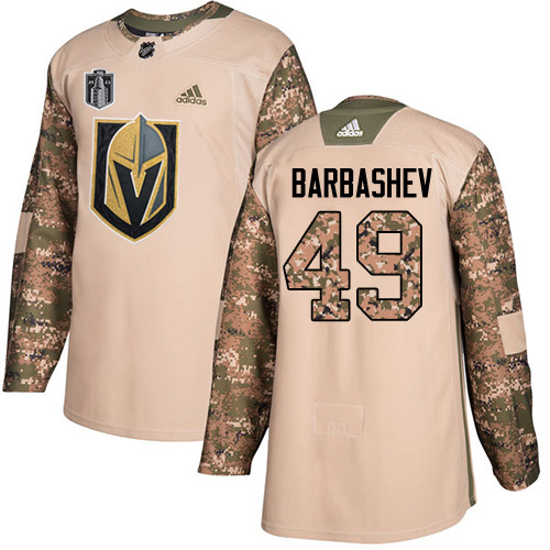 Exceptional Adidas Golden Knights #49 Ivan Barbashev Camo Authentic 2023 Stanley Cup Final Patch Veterans Day Stitched NHL Jersey