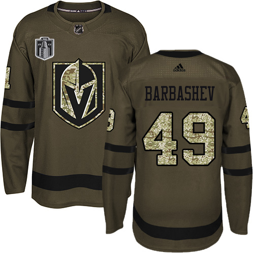Premium Adidas Golden Knights #49 Ivan Barbashev Green Youth 2023 Stanley Cup Final Patch Salute to Service Stitched NHL Jersey