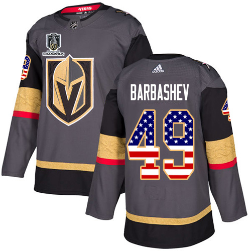Splendid Adidas Golden Knights #49 Ivan Barbashev Grey Youth 2023 Stanley Cup Champions Home Authentic USA Flag Stitched NHL Jersey