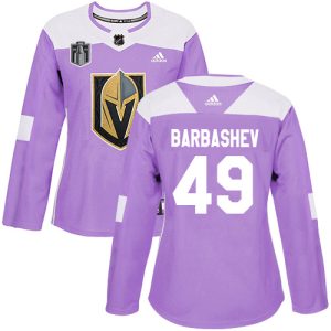 Gorgeous Adidas Golden Knights #49 Ivan Barbashev Purple 2023 Stanley Cup Final Patch Authentic Fights Cancer Women's Stitched NHL Jersey