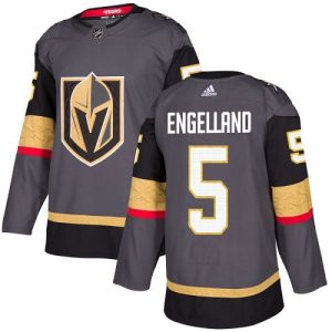 Stunning Adidas Golden Knights #5 Deryk Engelland Grey Home Authentic Stitched NHL Jersey