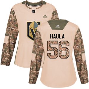 Exquisite Adidas Golden Knights #56 Erik Haula Camo Authentic 2017 Veterans Day Women's Stitched NHL Jersey