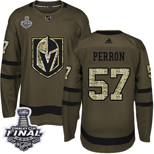 Outstanding Adidas Golden Knights #57 David Perron Green Salute to Service 2018 Stanley Cup Final Stitched Youth NHL Jersey