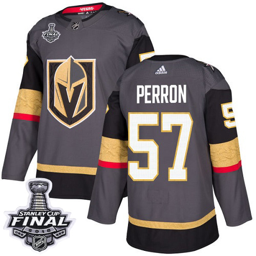 Superior Adidas Golden Knights #57 David Perron Grey Home Authentic 2018 Stanley Cup Final Stitched Youth NHL Jersey