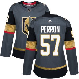 Gorgeous Adidas Golden Knights #57 David Perron Grey Home Authentic Women's Stitched NHL Jersey