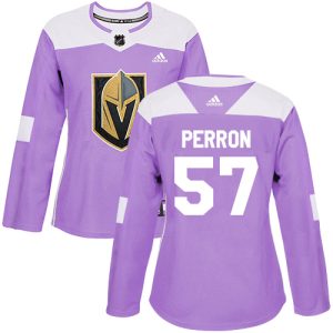 Stunning Adidas Golden Knights #57 David Perron Purple Authentic Fights Cancer Women's Stitched NHL Jersey