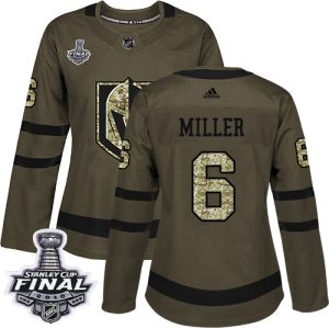 Outstanding Adidas Golden Knights #6 Colin Miller Green Salute to Service 2018 Stanley Cup Final Women's Stitched NHL Jersey