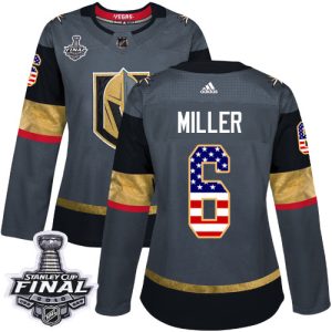 Exquisite Adidas Golden Knights #6 Colin Miller Grey Home Authentic USA Flag 2018 Stanley Cup Final Women's Stitched NHL Jersey