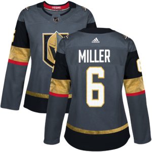 Stunning Adidas Golden Knights #6 Colin Miller Grey Home Authentic Women's Stitched NHL Jersey
