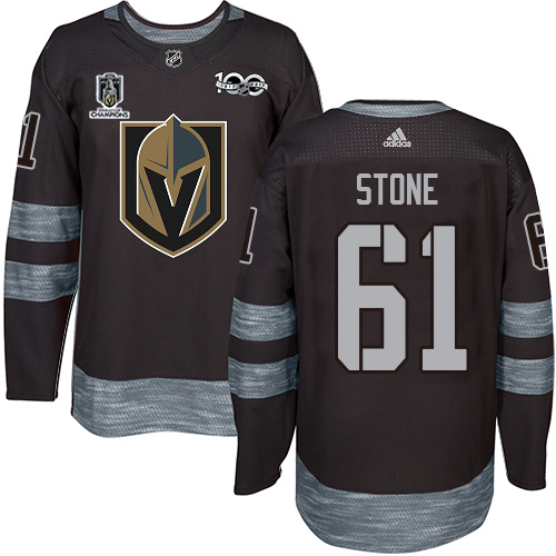 Exceptional Adidas Golden Knights #61 Mark Stone Black 2023 Stanley Cup Champions 100th Anniversary Stitched NHL Jersey