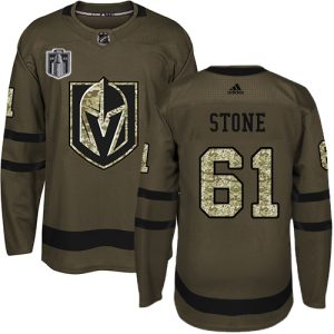Stunning Adidas Golden Knights #61 Mark Stone Green Youth 2023 Stanley Cup Final Patch Salute to Service Stitched NHL Jersey