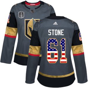 Splendid Adidas Golden Knights #61 Mark Stone Grey 2023 Stanley Cup Final Patch Home Authentic USA Flag Women's Stitched NHL Jersey