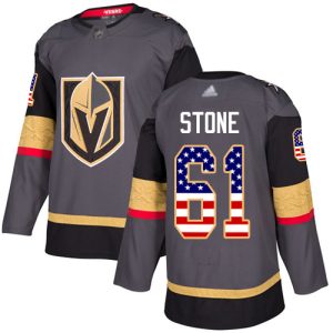 Premium Adidas Golden Knights #61 Mark Stone Grey Home Authentic USA Flag Stitched Youth NHL Jersey