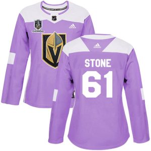 Superior Adidas Golden Knights #61 Mark Stone Purple 2023 Stanley Cup Champions Authentic Fights Cancer Women's Stitched NHL Jersey