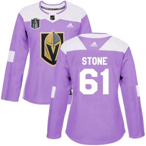Gorgeous Adidas Golden Knights #61 Mark Stone Purple 2023 Stanley Cup Final Patch Authentic Fights Cancer Women's Stitched NHL Jersey
