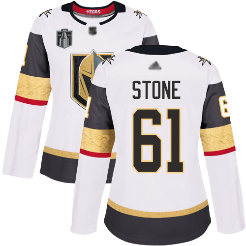 Magnificent Adidas Golden Knights #61 Mark Stone White 2023 Stanley Cup Final Patch Road Authentic Women's Stitched NHL Jersey