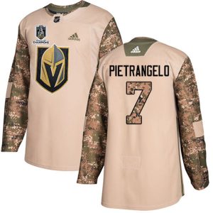 Exquisite Adidas Golden Knights #7 Alex Pietrangelo Camo Authentic 2023 Stanley Cup Champions Veterans Day Stitched NHL Jersey