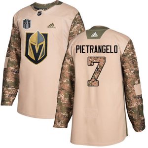 Splendid Adidas Golden Knights #7 Alex Pietrangelo Camo Authentic Youth 2023 Stanley Cup Final Patch Veterans Day Stitched NHL Jersey