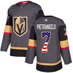 Stunning Adidas Golden Knights #7 Alex Pietrangelo Grey Home Authentic USA Flag Stitched Youth NHL Jersey