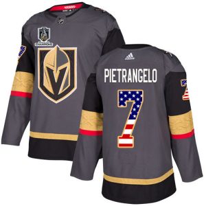 Exceptional Adidas Golden Knights #7 Alex Pietrangelo Grey Youth 2023 Stanley Cup Champions Home Authentic USA Flag Stitched NHL Jersey