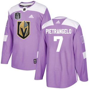 Premium Adidas Golden Knights #7 Alex Pietrangelo Purple Youth 2023 Stanley Cup Final Patch Authentic Fights Cancer Stitched NHL Jersey