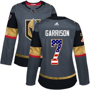 Outstanding Adidas Golden Knights #7 Jason Garrison Grey Home Authentic USA Flag Women's Stitched NHL Jersey