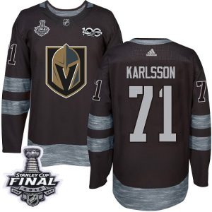 Exquisite Adidas Golden Knights #71 William Karlsson Black 1917 2017 100th Anniversary 2018 Stanley Cup Final Stitched NHL Jersey