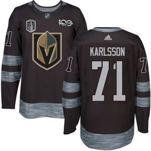 Exceptional Adidas Golden Knights #71 William Karlsson Black 2023 Stanley Cup Final Patch 100th Anniversary Stitched NHL Jersey