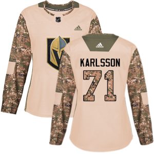 Premium Adidas Golden Knights #71 William Karlsson Camo Authentic 2017 Veterans Day Women's Stitched NHL Jersey