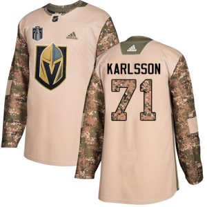Exceptional Adidas Golden Knights #71 William Karlsson Camo Authentic Youth 2023 Stanley Cup Final Patch Veterans Day Stitched NHL Jersey