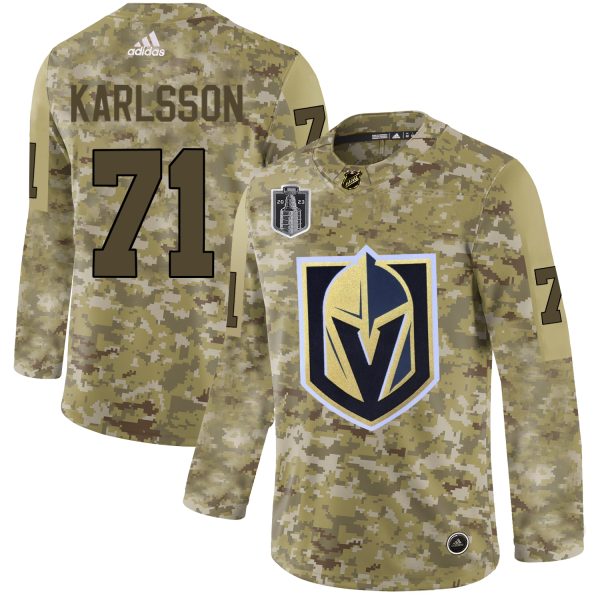 Gorgeous Adidas Golden Knights #71 William Karlsson Camo Youth 2023 Stanley Cup Final Patch Authentic Stitched NHL Jersey