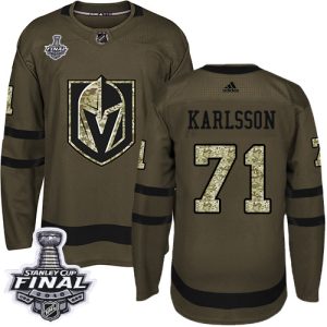 Gorgeous Adidas Golden Knights #71 William Karlsson Green Salute to Service 2018 Stanley Cup Final Stitched Youth NHL Jersey