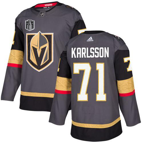Outstanding Adidas Golden Knights #71 William Karlsson Grey 2023 Stanley Cup Final Patch Home Authentic Stitched NHL Jersey