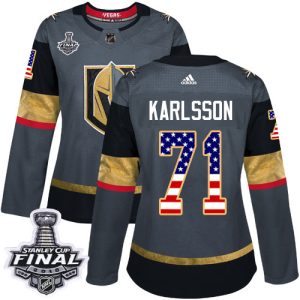 First - rate Adidas Golden Knights #71 William Karlsson Grey Home Authentic USA Flag 2018 Stanley Cup Final Women's Stitched NHL Jersey