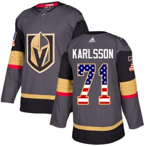 Splendid Adidas Golden Knights #71 William Karlsson Grey Home Authentic USA Flag Stitched NHL Jersey