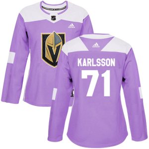 Exquisite Adidas Golden Knights #71 William Karlsson Purple Authentic Fights Cancer Women's Stitched NHL Jersey
