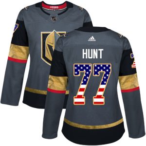 Outstanding Adidas Golden Knights #77 Brad Hunt Grey Home Authentic USA Flag Women's Stitched NHL Jersey