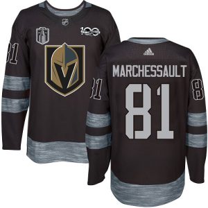 Premium Adidas Golden Knights #81 Jonathan Marchessault Black Youth 2023 Stanley Cup Final Patch 100th Anniversary Stitched NHL Jersey