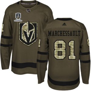 Exceptional Adidas Golden Knights #81 Jonathan Marchessault Green Youth 2023 Stanley Cup Champions Salute to Service Stitched NHL Jersey