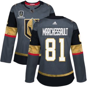 Premium Adidas Golden Knights #81 Jonathan Marchessault Grey 2023 Stanley Cup Champions Home Authentic Women's Stitched NHL Jersey