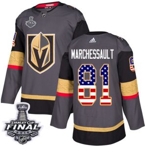 Exquisite Adidas Golden Knights #81 Jonathan Marchessault Grey Home Authentic USA Flag 2018 Stanley Cup Final Stitched Youth NHL Jersey