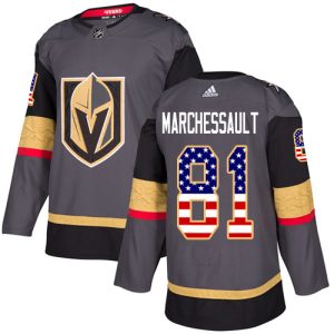 Stunning Adidas Golden Knights #81 Jonathan Marchessault Grey Youth 2023 Stanley Cup Final Patch Home Authentic USA Flag Stitched NHL Jersey