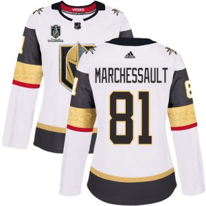 Gorgeous Adidas Golden Knights #81 Jonathan Marchessault White 2023 Stanley Cup Champions Road Authentic Women's Stitched NHL Jersey